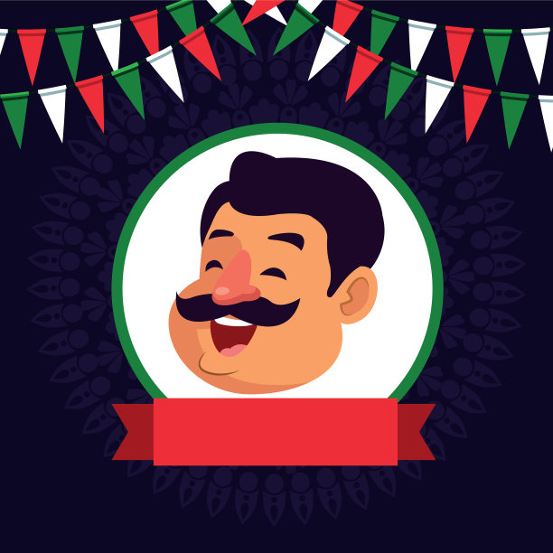 有小胡子的男人化身卡通人物图片下载