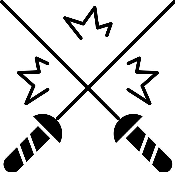 击剑黑色图标标志孤立图片下载