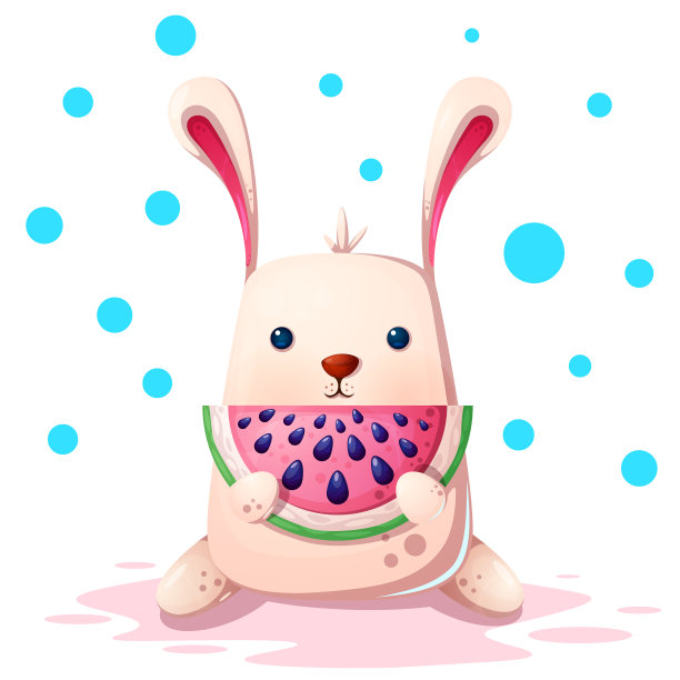 可爱的西瓜兔子图片下载