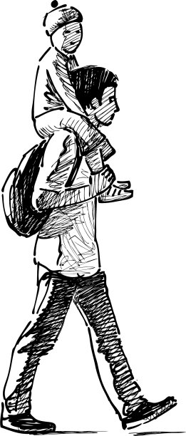 一个男人带着他的孩子在散步图片下载