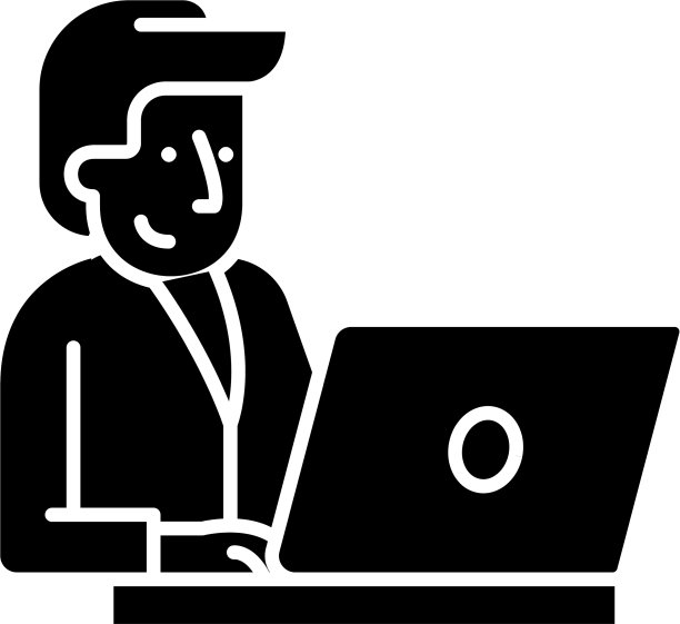 商人在笔记本电脑后面的黑色图标图片下载