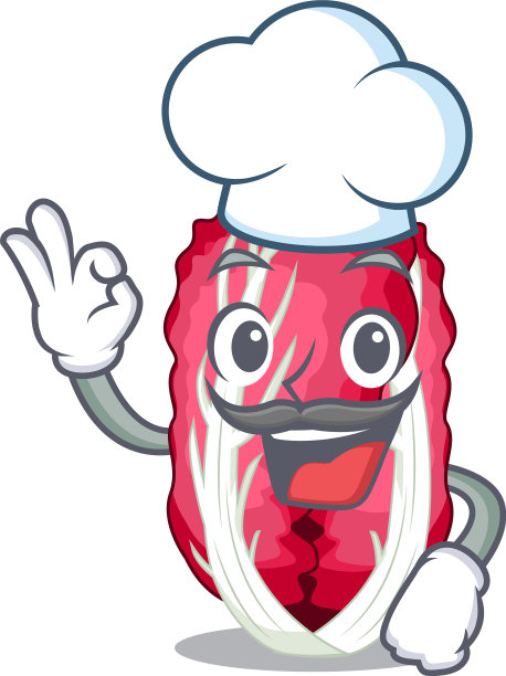 卡通蔬菜篮里的菊苣厨师图片下载