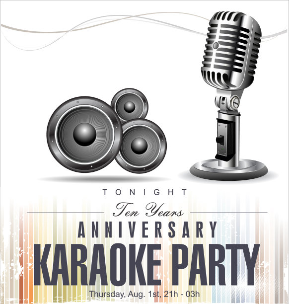 复古复古的麦克风周年卡拉ok图片下载
