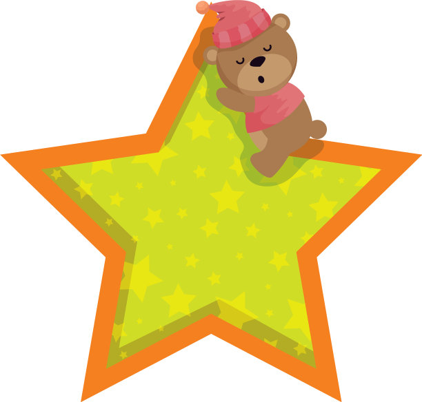 带着帽子的泰迪小熊睡在星星里图片下载