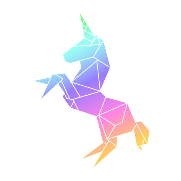 麒麟彩虹折纸几何多边形图片下载