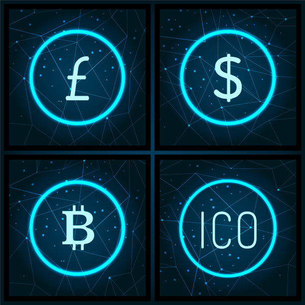 比特币、日元、ICO和美元图标集图片下载