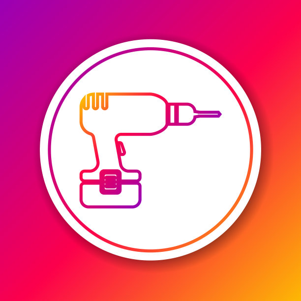 彩色钻床线条上的图标隔离颜色图片下载