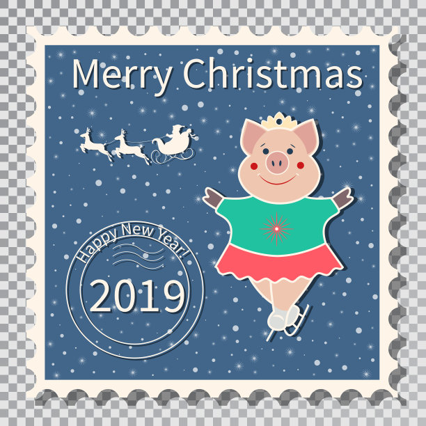 镀金滑板圣诞邮票图片下载