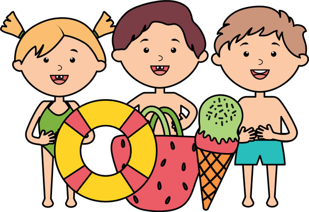 可爱的小朋友群与套装配件图片下载