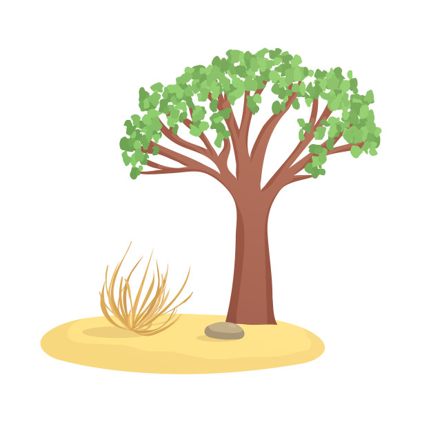 孤立的对象树和风滚草标志集图片下载