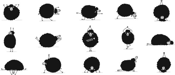 有趣的羊在为你的设计做瑜伽素描图片下载