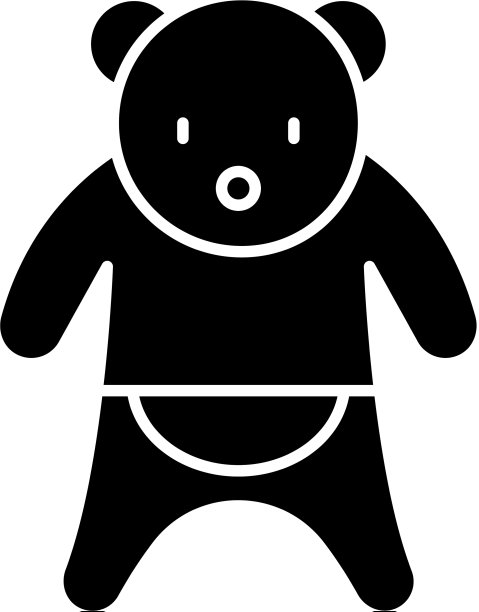 熊黑色图标标志孤立图片下载