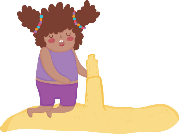 胖乎乎的小女孩在沙盒里玩图片下载