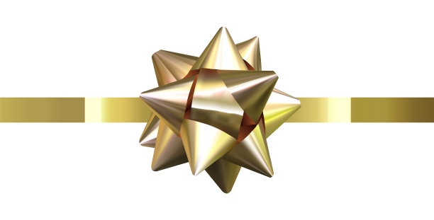 孤礼蝴蝶结礼丝带金假日图片下载