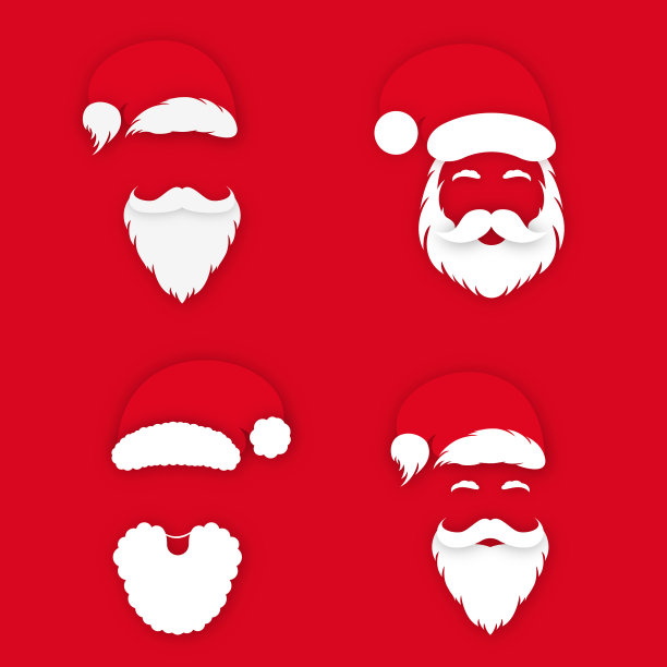 圣诞老人戴着帽子，背景是红色的圣诞老人图片下载