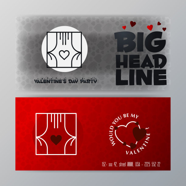 情人节大横幅模板红色背景图片下载