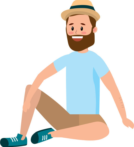 有胡子和帽子脸的男人图片下载