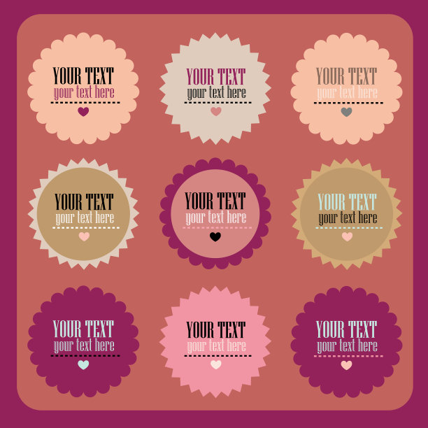 设计元素设置美丽的框架复古标签图片下载