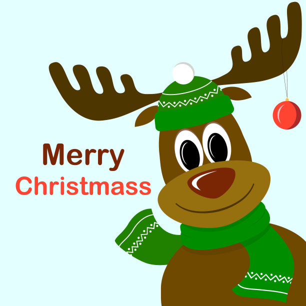 可爱的卡通鹿与圣诞球的鹿角图片下载