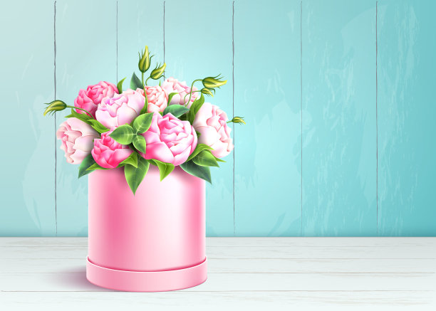 玫瑰花盒情人节逼真图片下载