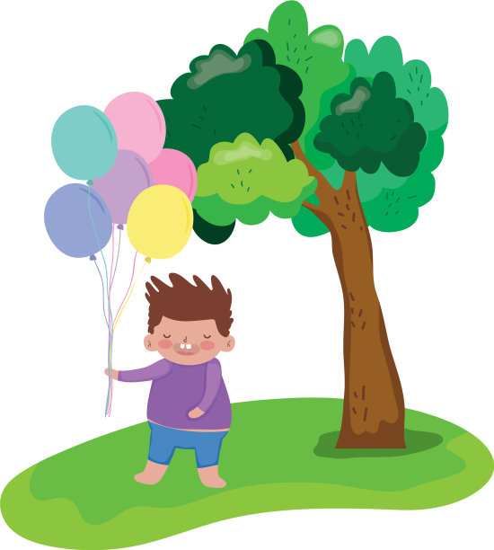 胖乎乎的小男孩，气球里有氦气图片下载