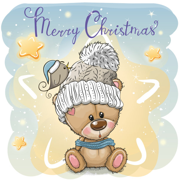 卡通泰迪熊圣诞贺卡图片下载