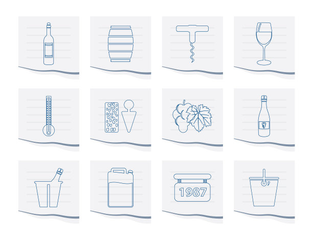 一张纸上的葡萄酒图标图片下载