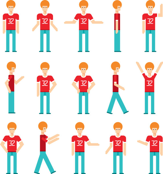 3现代平面设计卡通人物套装图片下载