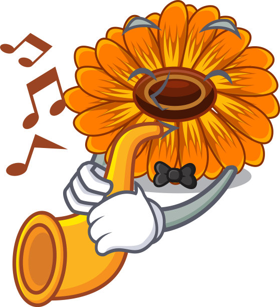 在吉祥物的茎上有金盏花图片下载