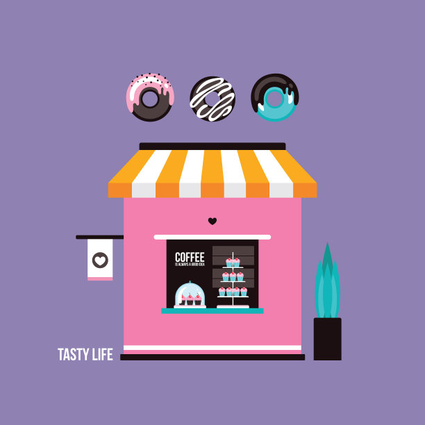 面包店，咖啡店，买美味甜点的地方图片下载