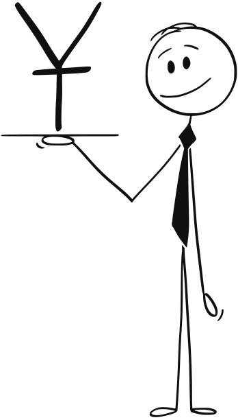 卡通的服务员或商人拿着托盘图片下载