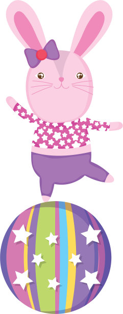 可爱的马戏团兔子在气球里图片下载