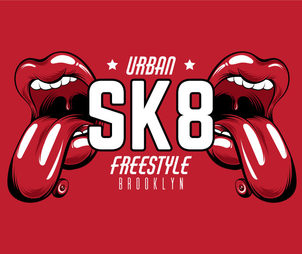 Sk8牌与手画超现实的张口图片下载