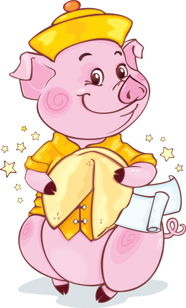 2019年吃幸运饼干的猪图片下载