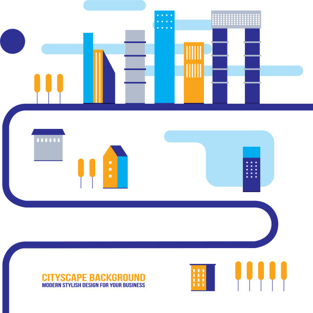 城市景观背景现代平面设计风格图片下载