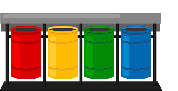 彩色卡通分类垃圾桶图片下载