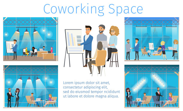 现代办公舒适中心服务旗帜图片下载