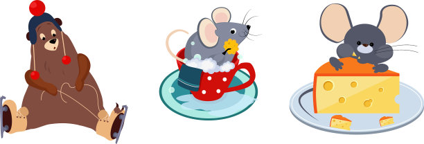 可爱有趣的动物角色在不同的行动图片下载