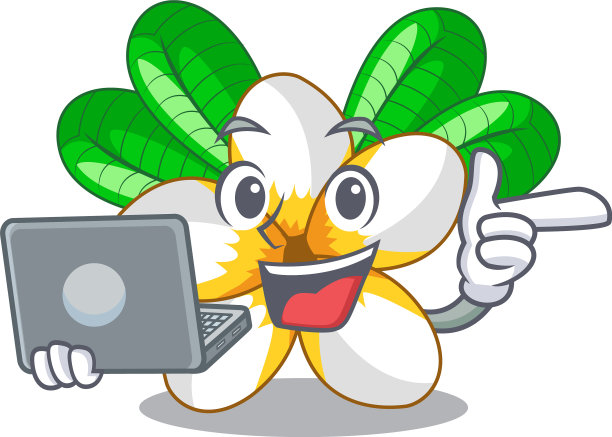 用笔记本电脑装在卡通篮子里的香草图片下载