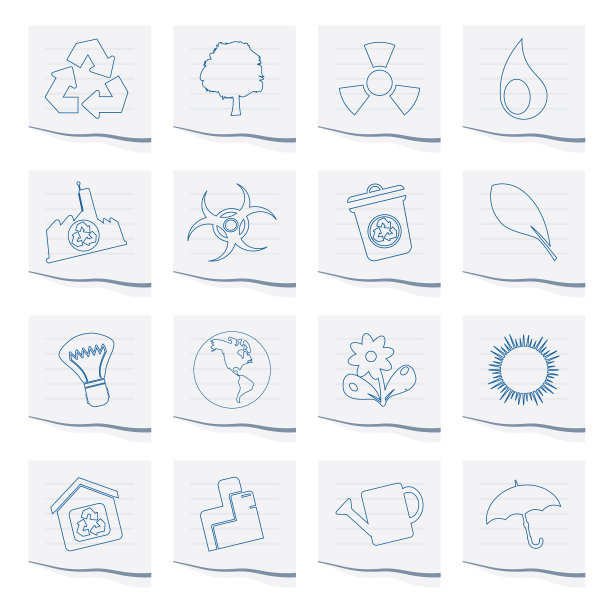 一张纸上的生态和循环图标图片下载