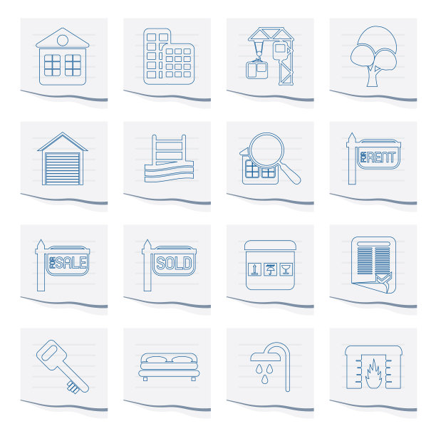 一张纸上的房地产图标图片下载