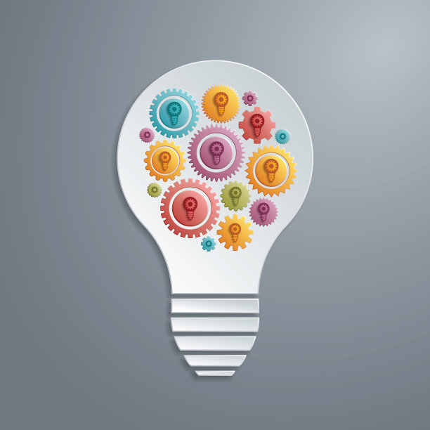 有齿轮一起工作的灯泡图片下载