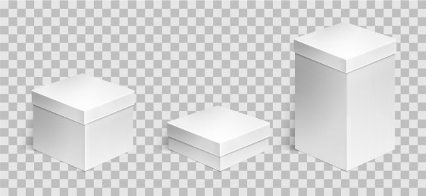 一套逼真的纸板箱透明图片下载