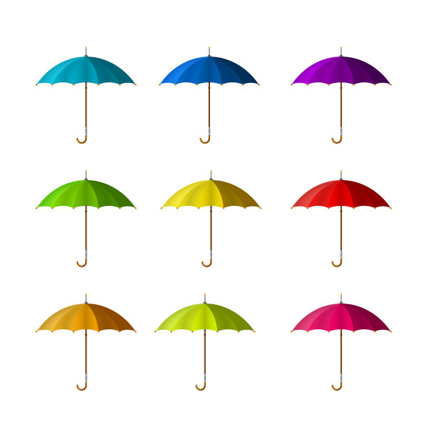 扁平风格的白色雨伞合集图片下载