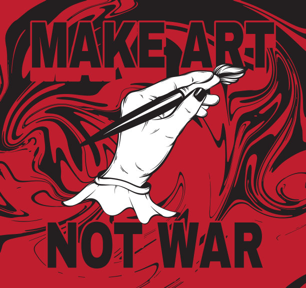 用人的手绘制的艺术而不是战争的手图片下载