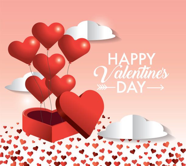 心形气球里面是情人节的礼物图片下载