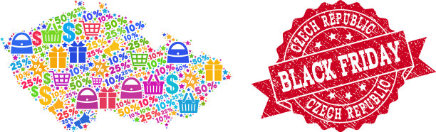 捷克黑色星期五构图马赛克地图图片下载