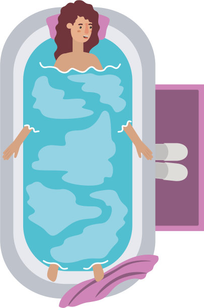 年轻女子在浴缸的角色图片下载