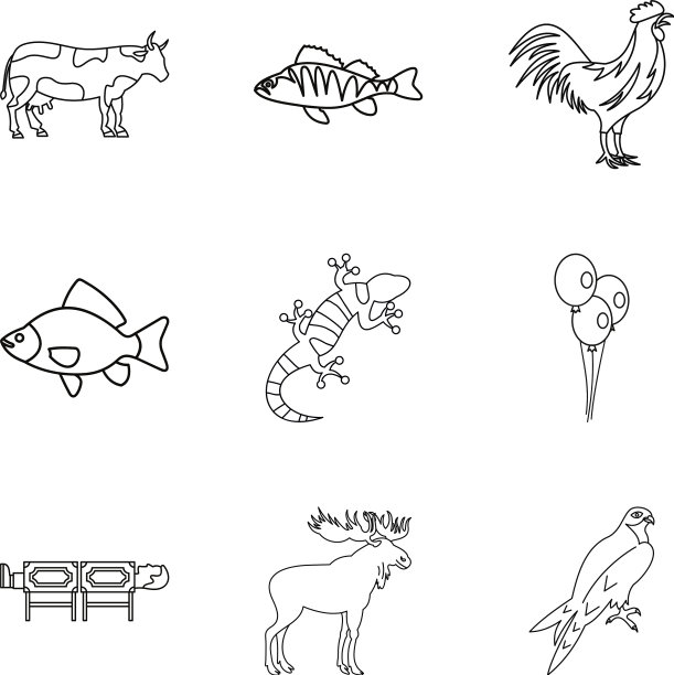 动物园对待图标设置轮廓风格图片下载