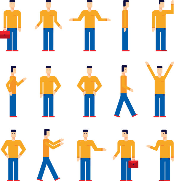 现代平面设计卡通人物设定年轻人图片下载